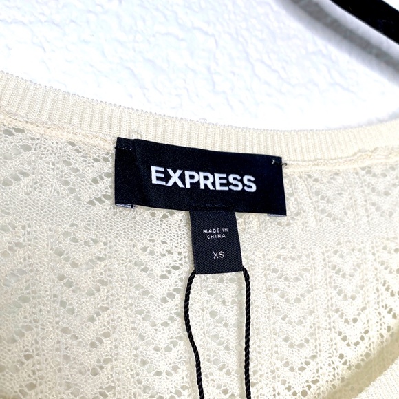 EXPRESS SHORT SLEEVE CREAM SWEATER SZ XS - Picture 3 of 9